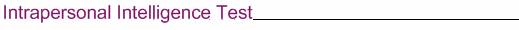 Intrapersonal Intelligence Test